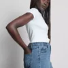 A-linje-shorts i bomullsdenim