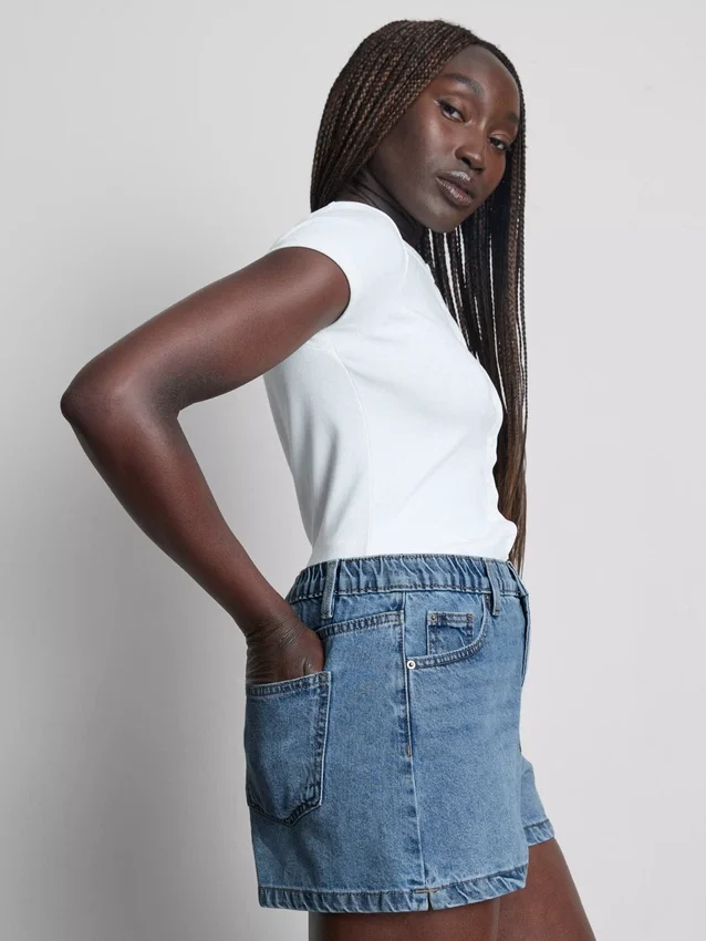 A-linje-shorts i bomullsdenim