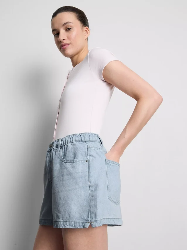 A-linje-shorts i bomullsdenim