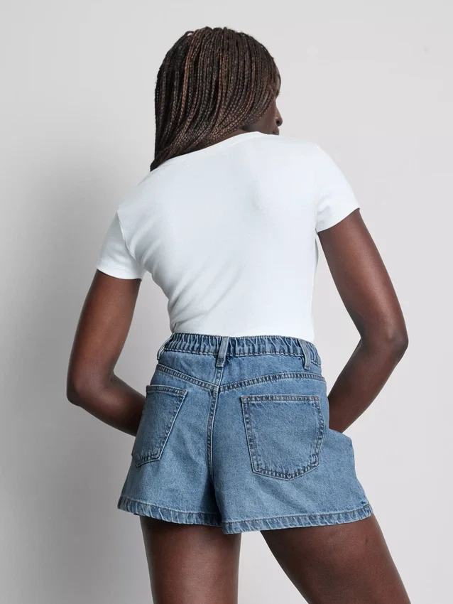A-linje-shorts i bomullsdenim