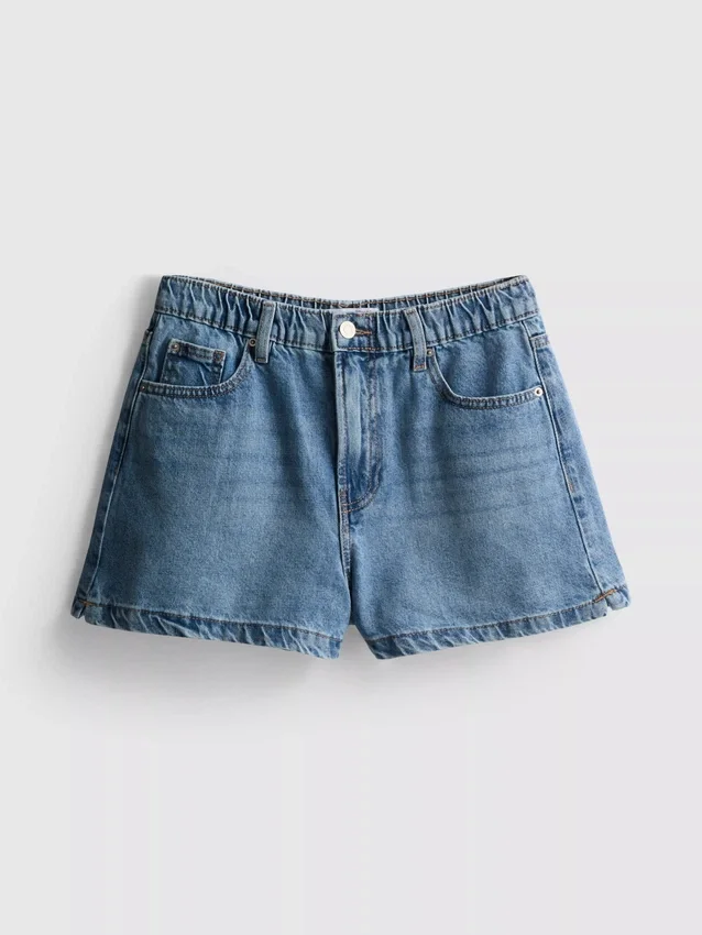 A-linje-shorts i bomullsdenim