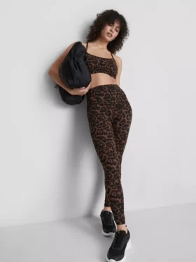 Aktive leggings med høy midje i leopardmønster