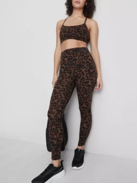 Aktive leggings med høy midje i leopardmønster