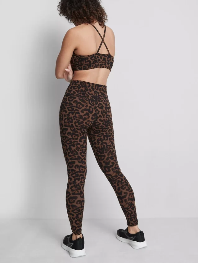 Aktive leggings med høy midje i leopardmønster