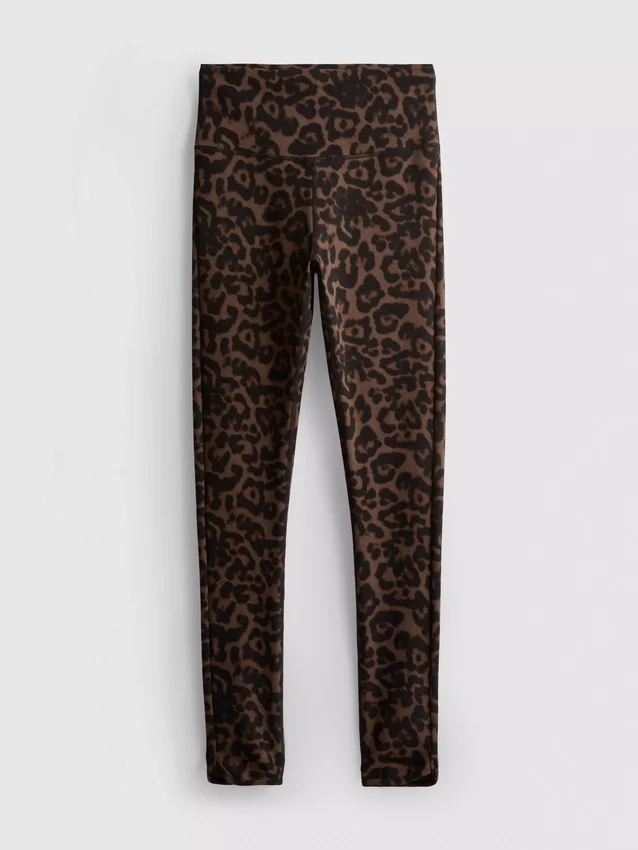 Aktive leggings med høy midje i leopardmønster