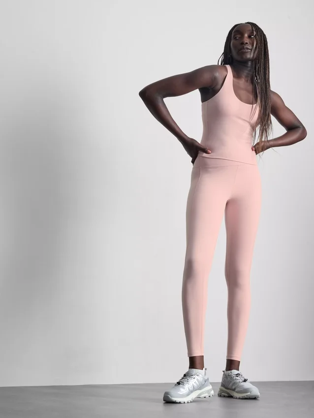 Aktive leggings med høy midje i lønnetrykk