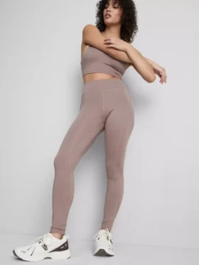 Aktive leggings med høy midje i lønnetrykk