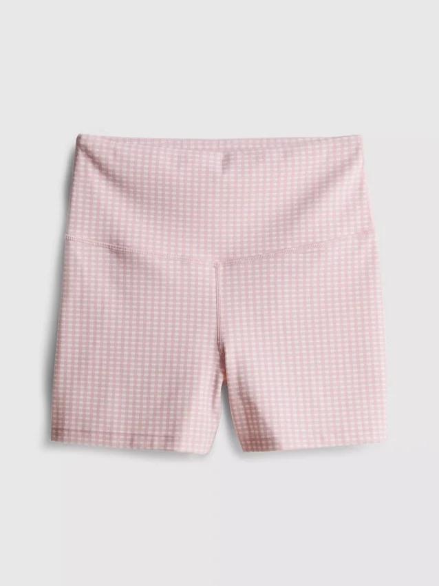 Aktive shorts med høy midje i gingham-mønster