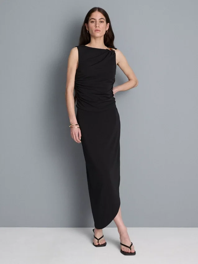 Asymmetrisk midi-skjørt i jersey