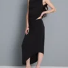 Asymmetrisk midi-skjørt i jersey