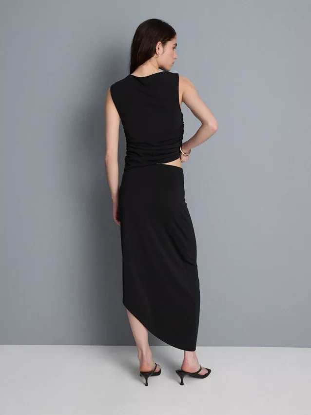 Asymmetrisk midi-skjørt i jersey