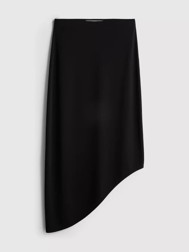 Asymmetrisk midi-skjørt i jersey