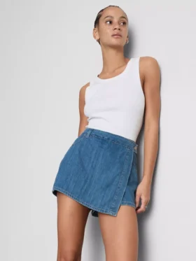 Asymmetrisk skort i bomullsdenim