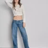 Avslappede jeans med lav midje og rette ben
