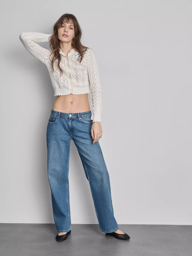 Avslappede jeans med lav midje og rette ben