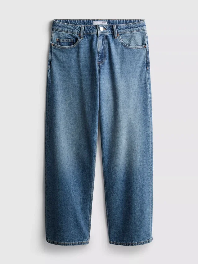 Avslappede jeans med lav midje og rette ben