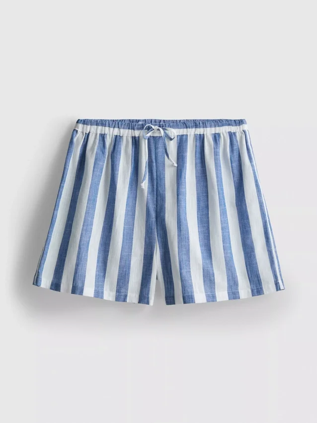 Avslappede, stripete strandshorts i bomull