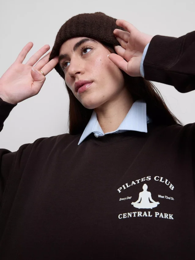 Avslappet sweatshirt i bomullsblanding med trykk