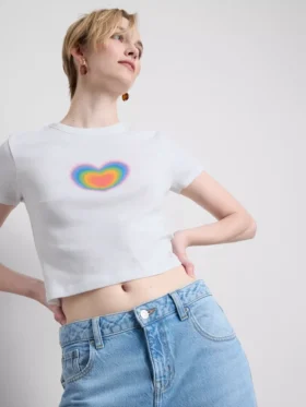 Baby-T-skjorte med «Pride Heart»-motiv i bomullsrik blanding