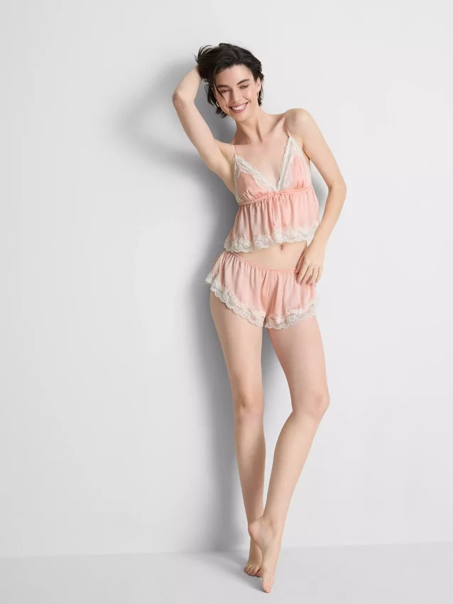 Babydoll-bralette i sateng og blonder til brud
