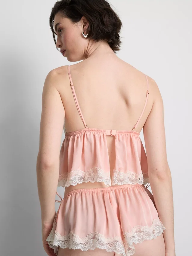 Babydoll-bralette i sateng og blonder til brud