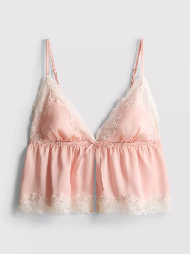 Babydoll-bralette i sateng og blonder til brud