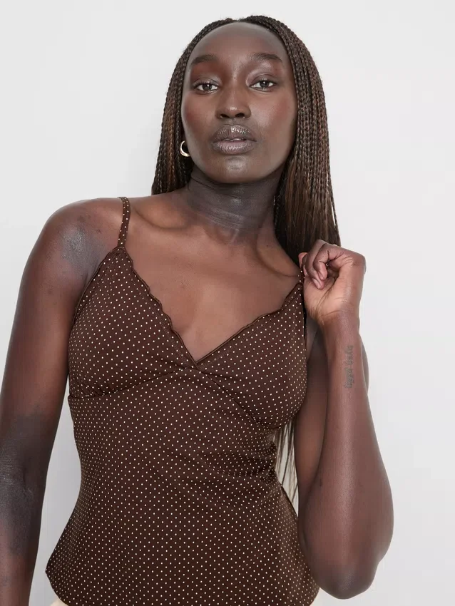 Babydoll-cami-top med V-hals