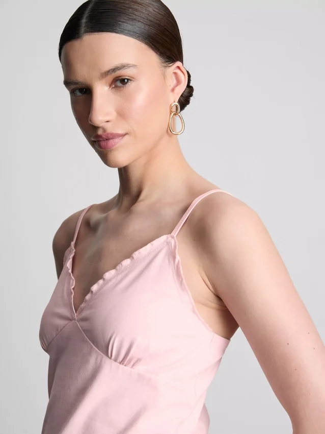 Babydoll-cami-top med V-hals