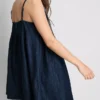 Babydoll-minikjole i bomullsdenim