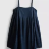 Babydoll-minikjole i bomullsdenim