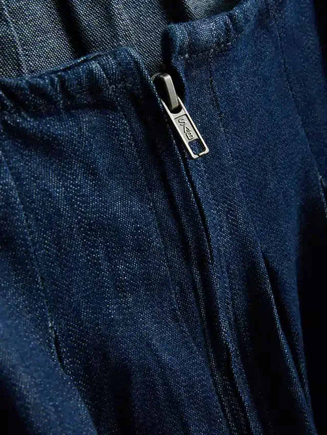 Babydoll-minikjole i bomullsdenim