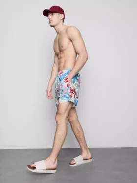 Badeshorts med blomstermønster og graffitiprint