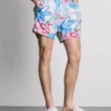 Badeshorts med blomstermønster og graffitiprint