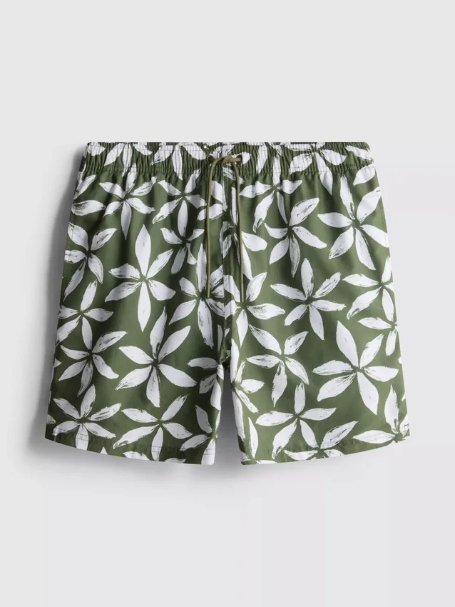 Badeshorts med blomstermønster og snøring