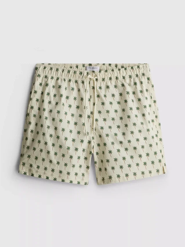 Badeshorts med palmetre-mønster