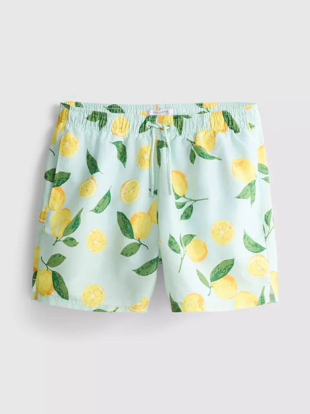 Badeshorts med sitronmønster