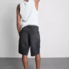 Baggy denimshorts med middels høy midje