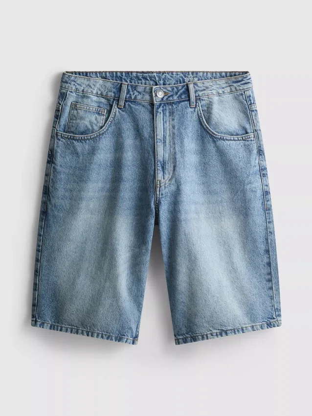 Baggy denimshorts med middels høy midje