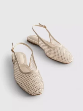 Ballerinasko med slingback og rhinestones