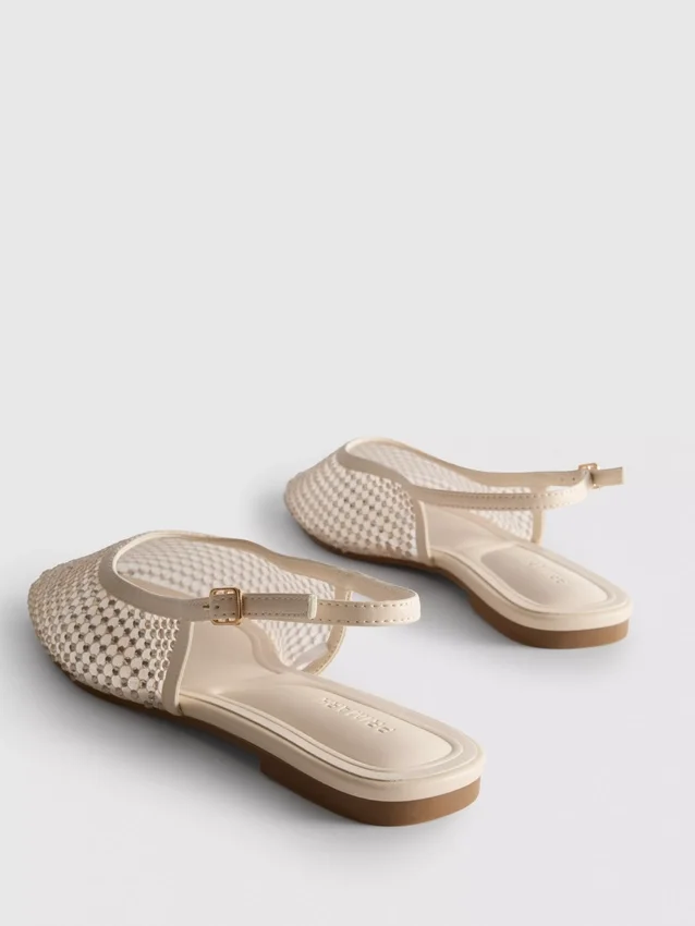 Ballerinasko med slingback og rhinestones