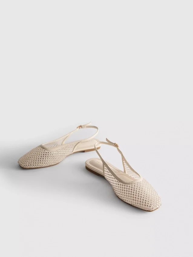 Ballerinasko med slingback og rhinestones