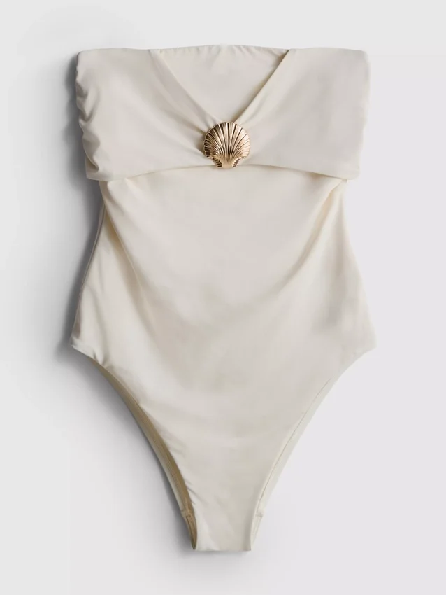 Bandeau-badedrakt med skjelldetaljer