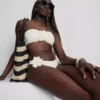 Bandeau-bikinitopp med 3D-blomster