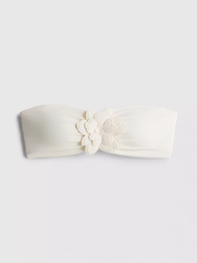 Bandeau-bikinitopp med 3D-blomster