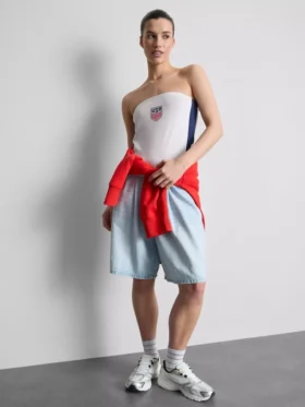 Bandeau-top i bomullsrikt stoff med USA-fotballmotiv