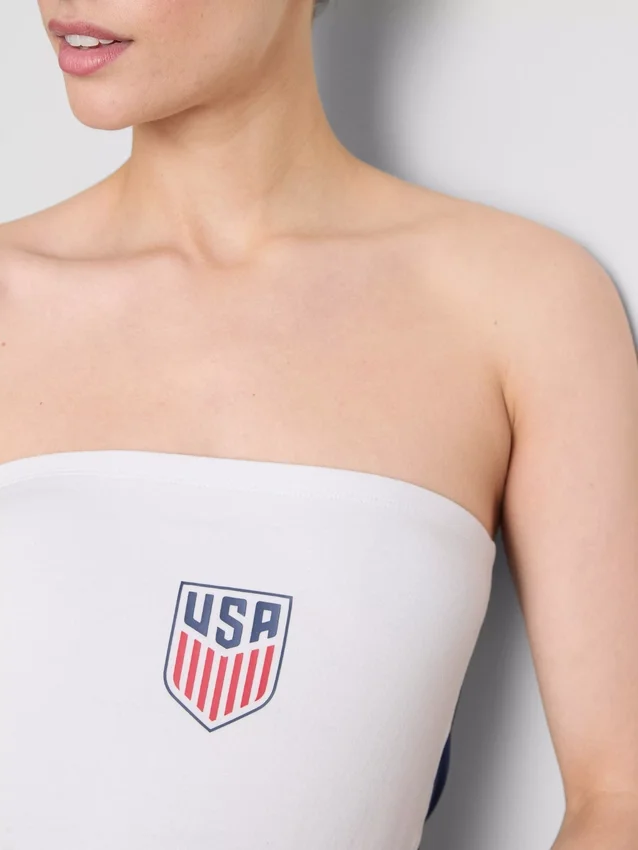 Bandeau-top i bomullsrikt stoff med USA-fotballmotiv