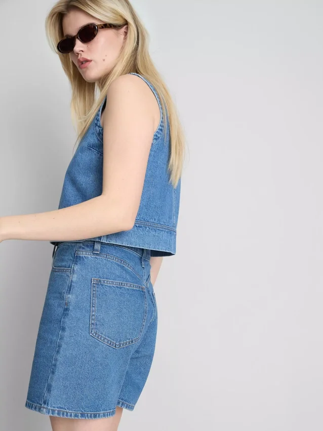 Bermudashorts i bomullsdenim