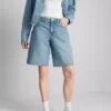 Bermudashorts i denim med ubehandlet kant