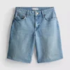 Bermudashorts i denim med ubehandlet kant