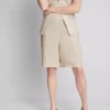 Bermudashorts i plissert linblanding